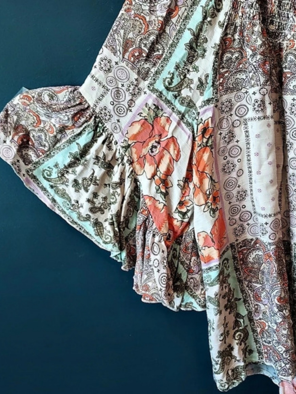 Cato Paisley Floral Tunic White & Orange Size 14/16W Like New - Picture 6 of 7